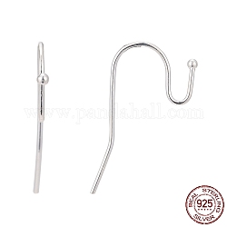 925 Sterling Silver Earring Hooks, Silver, 19~21x11.5mm, 21 Gauge, Pin: 0.7mm