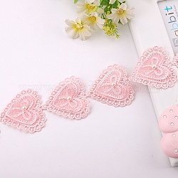 20 Yards Organza Embroidery Heart Lace Trim, Garment Accessories, Pink, 2 inch(52mm)