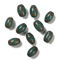 Perline dzi stile tibetano, agata naturale perle, tinti e riscaldato, ovale, grigio ardesia scuro, 3-eye, 12.5~13x8~9mm, Foro: 1 mm