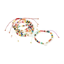 Гальванические браслеты из плетеных бусин из стекла для детей, с нейлоновой нитью и бусинами из натуральных пресноводных ракушек, разноцветные, внутренний диаметр: 1-3/4 дюйм (4.3~6.7 см)