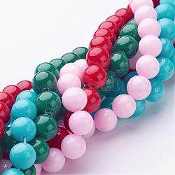 Natural Mashan Jade Round Beads Strands, Dyed, Mixed Color, 8mm, Hole: 1mm, about 51pcs/strand, 15.7 inch
