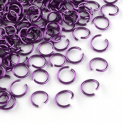 Filo di alluminio anelli aperti di salto, viola scuro, 20 gauge, 6x0.8mm, diametro interno: 5mm, circa 2150pcs/50g