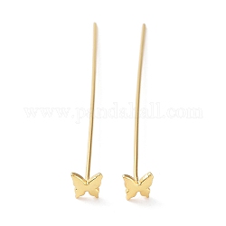 Rack Plating Brass Head pins, Cadmium Free & Lead Free, Long-Lasting Plated, Butterfly, Golden, 18 Gauge, 51x1mm