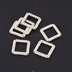 Miyuki & toho perles de rocaille japonaises faites à la main, avec anneaux connecteurs en 304 acier inoxydable, motif de tissage, carrée, couleur d'argent, couleur de coquillage, 15x15x1.8~2mm
