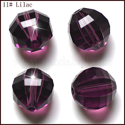 Perles d'imitation cristal autrichien, grade AAA, facette, ronde, violet, 10mm, Trou: 0.9~1mm