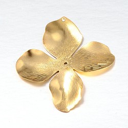 4-petalo protezioni tallone di ferro fiore, tappi per la produzione di gioielli, oro, 46x42x1mm, Foro: 1~1.5 mm