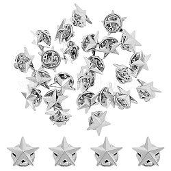 SUPERFINDINGS 24Pcs Pentagram Alloy Brooch, Creative Badge for Backpack Clothes, Platinum, 15mm, Pin: 1.1mm