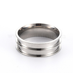 201 Ringkern-Rohling aus Edelstahl für die Herstellung von Inlay-Schmuck, Doppelkanal-Ring mit abgeschrägten Kanten, Edelstahl Farbe, Größe 10, Innendurchmesser: 20 mm