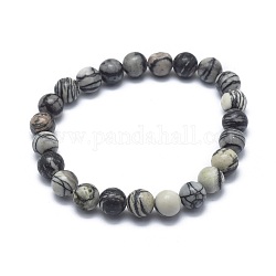 Bracelets extensibles de perle de pierre naturelle, ronde, 2 pouce ~ 2-3/8 pouces (5~6 cm), perle: 5.8~6.8 mm