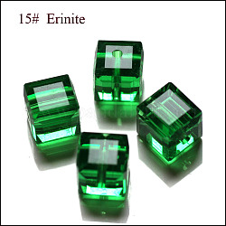 Imitation Austrian Crystal Beads, Grade AAA, Faceted, Cube, Green, 4x4x4mm(size within the error range of 0.5~1mm), Hole: 0.7~0.9mm