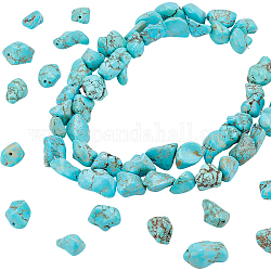 Pandahall elite 2 brins brins de perles turquoises vertes naturelles, pépites, 9~19x7~12x5~11mm, Trou: 1mm, Environ 30 pcs/chapelet, 15.55 pouce