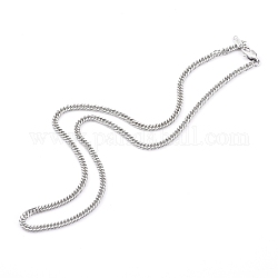 304 collares de cadena de eslabones cubanos con corte de diamante de acero inoxidable, con cierre de langosta, color acero inoxidable, 20.27 pulgada (51.5 cm)