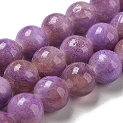 Tinti giada naturale perline fili, tondo, viola medio, 9.5~10mm, Foro: 1.2 mm, circa 40pcs/filo, 15.94 pollice (40.5 cm)