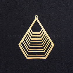 201 Stainless Steel Pendants, Polygon, Golden, 40x32.5x1mm, Hole: 1.6mm