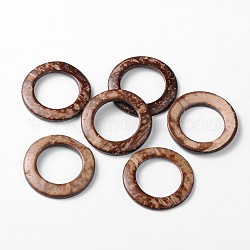 Perles de noix de coco, brun, donut, 38 mm de diamètre