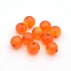 Imitation chat perles rondes de résine oeil, orange foncé, 12mm, Trou: 1.5mm, environ 1000 pcs / sachet 