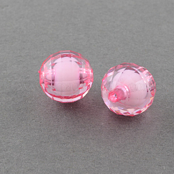 Perles en acrylique transparente, Perle en bourrelet, facette, ronde, rose chaud, 12mm, Trou: 2mm, environ 580 pcs/500 g