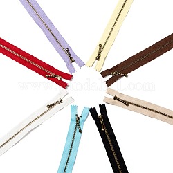 Garment Accessories, Nylon Closed-end Zipper, with Metal Zipper Puller, Zip-fastener Component, Antique Bronze, Mixed Color, 23.7~24.1x2.8x0.2cm