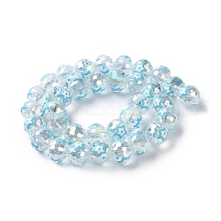 Perles de verre émaillées transparentes, rond à facettes avec motif, étoiles du nord, 10x11x12mm, Trou: 1.8mm, Environ 34 pcs/chapelet, 13.58 pouce (34.5 cm)