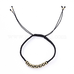 Unisex verstellbare Nylonfaden geflochtene Perlenarmbänder, Mit Messing Runde Perlen, golden, 2-1/4 Zoll ~ 3-7/8 Zoll (5.7~10 cm)