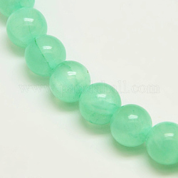 Dyed Natural Green Jade Beads Strands, Round, Turquoise, 6mm, Hole: 1.2mm, about 63pcs/strand, 15.74 inch