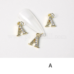 Lega strass cabochon, nail art accessori decorativi, con anello di salto, lettera, oro, letter.a, 11~14x5~12mm