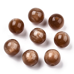 Perles en résine, pierre d'imitation, ronde, chameau, 12mm, Trou: 2mm