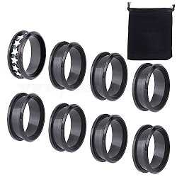 Unicraftale 10 pz anello in canna di fucile con nucleo vuoto misura 8 anello in acciaio inossidabile per intarsio anelli vuoti rotondi scanalati con sacchetti di velluto per la creazione di gioielli 17.9 mm