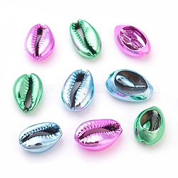 Perles de coquille galvanisées, shell cauris, couleur mixte, 18~20x11.5~13x6~6.5mm, Trou: 2mm