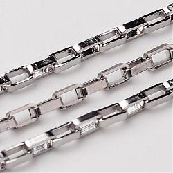 304 Stainless Steel Venetian Chains, Box Chain, Unwelded, Stainless Steel Color, 2x2mm