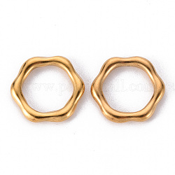 304 нержавеющей стали связывающий кольца, шестиугольник кольцо, золотые, 14x15x2.5 мм, внутренний диаметр: 10 мм