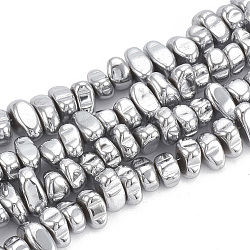 Chapelets de perles en hématite synthétique sans magnétiques, puces, platinée, 5~10x4.5~5.5x4mm, Trou: 1mm, Environ 105 pcs/chapelet, 14.9 pouce