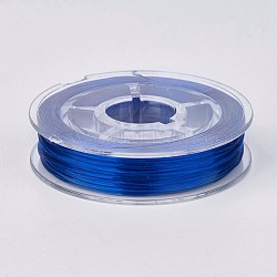 Cuerda de cristal elástica plana, Hilo de cuentas elástico, para hacer la pulsera elástica, azul, 0.4mm, alrededor de 16.4 yarda (15 m) / rollo