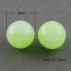 Imitation Jade Glass Beads Strands, Spray Painted, Round, Pale Green, 14mm, Hole: 1.3~1.6mm, about 57pcs/strand, 31.4 inch