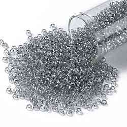 Toho perles de rocaille rondes, Perles de rocaille japonais, (112) diamant noir lustré transparent, 8/0, 3mm, Trou: 1mm, environ 222 pcs/10 g