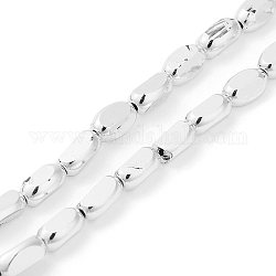 Electroplate Glass Beads Strands, Full Plated, Faceted Oval, Silver Plated, 6x4.5x3mm, Hole: 1mm, about 50pcs/strand, 13.39 inch(34cm)