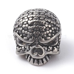 316 Surgical Stainless Steel Beads, Skull, Antique Silver, 9x12x9mm, Hole: 2mm