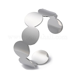304 Stainless Steel Cuff Bangles, Flat Round, Stainless Steel Color, Inner Diameter: 1-7/8x2-1/2 inch(4.7x6.2cm)