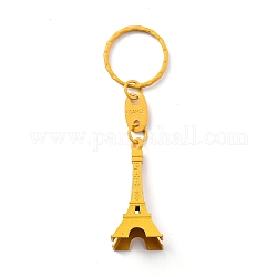 Legierung Schlüsselbund, mit Eiffelturm Anhänger, Gelb, 49x21 mm