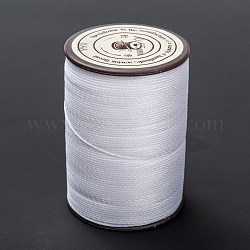 Hilo redondo de hilo de poliéster encerado, cordón de micro macramé, cuerda retorcida, para coser cuero, blanco, 0.55mm, alrededor de 131.23 yarda (120 m) / rollo