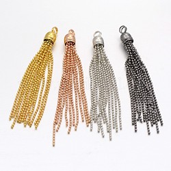 Латунные украшения кулон кисточкой, шаровые цепи, разноцветные, 83~90x8 мм, отверстие : 3.5 мм