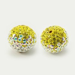 Austrian Crystal Beads, Pave Ball Beads, with Polymer Clay inside, Round, 249_Citrine, 20mm, Hole: 1mm