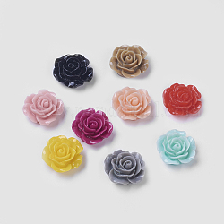 Opaque Resin Cabochons, Flower, Mixed Color, 14x6mm
