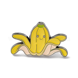 Alfiler de esmalte de plátano, broche de aleación de dibujos animados para ropa de mochila, gunmetal, amarillo, 17.5x28x1.5mm, pin: 1 mm