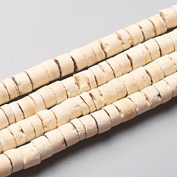 Kokosperlen Stränge, Flachrund, antik weiß, 5x2.5~5 mm, Bohrung: 1 mm, ca. 160 Stk. / Strang, 23.82'' (60.5 cm)