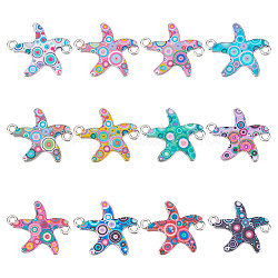 arricraft 48 Pcs Starfish Charms, 12 Colors Zinc Alloy Enamel Starfish Charms Starfish Link Connectors Metal Link Charms for Jewelry Making Bracelet Earring Necklace