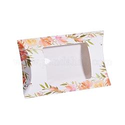 Бумажные подушки, подарочная коробка конфет, с чистым окном, цветочный узор, белые, 12.5x8x2.2 см