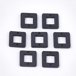 Mailles en peuplier peint, carrée, noir, 18x18x2.5mm, Trou: 1.5mm