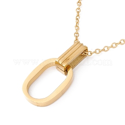 Collana con doppio pendente ovale intrecciato, placcatura ionica (ip) 304 gioielli in acciaio inossidabile per donna, oro, 16.10 pollice (40.9 cm)