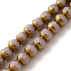 Chapelets de perles en verre opaque de couleur unie, facette, ronde, chardon, 8mm, Trou: 1mm, Environ 40 pcs/chapelet, 11.42 pouce (29 cm)